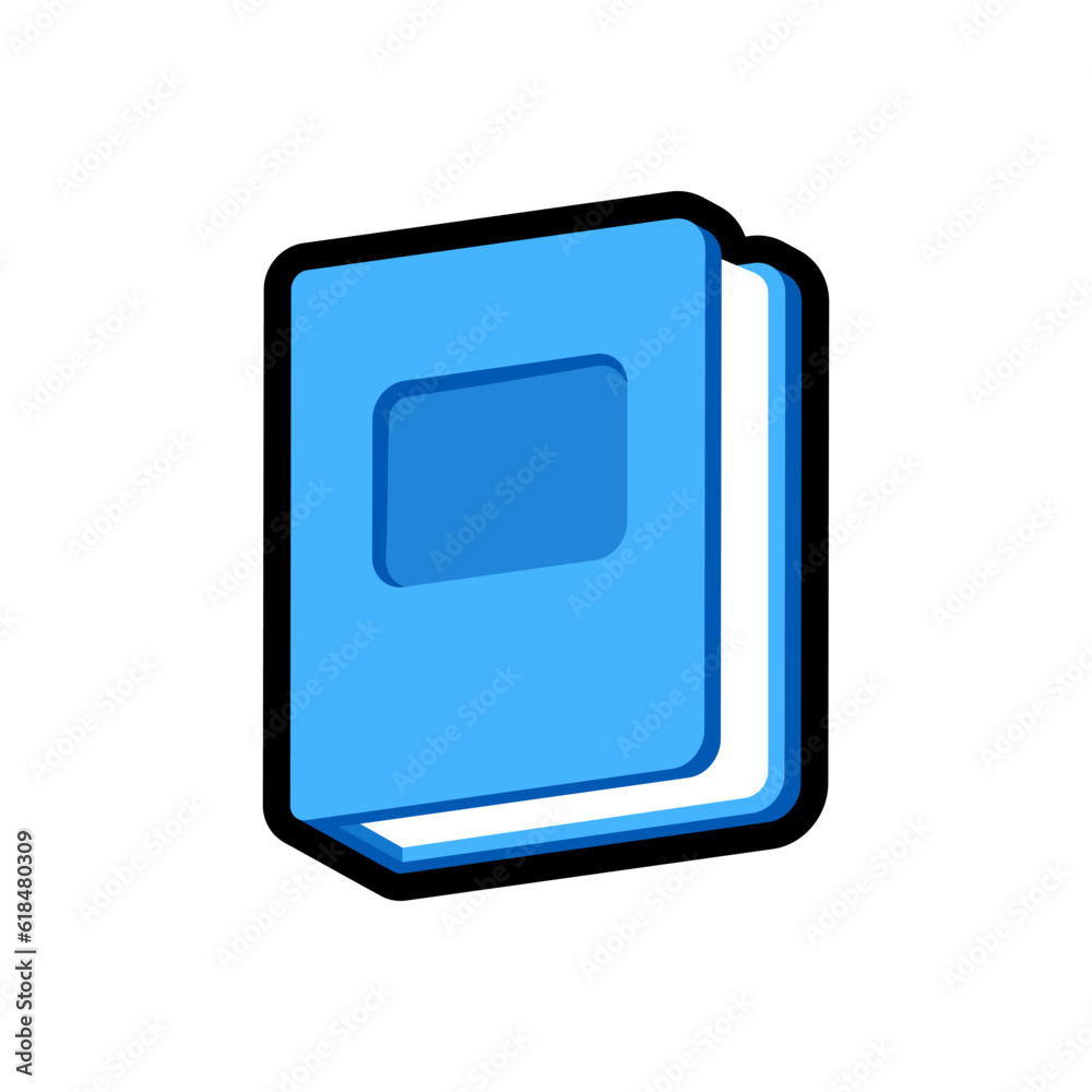 Isolated flat 3d book icon for game, interface, sticker, app. The sign in a cartoon style for match 3 or hyper casual. The sprite can be used like a craft element in hyper casual mobile game Isolated flat 3d book icon for game, interface, sticker, app. The sign in a cartoon style for match 3 or hyper casual. The sprite can be used like a craft element in hyper casual mobile game
