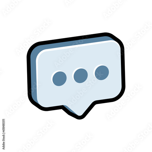 Isolated flat 3d message icon for game, interface, sticker, app. The sign in a cartoon style for match 3 or hyper casual. The sprite can be used like a craft element in hyper casual mobile game