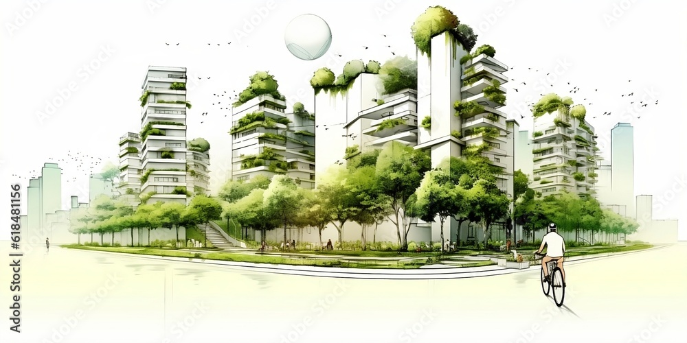 Sustainable urban design featuring eco-friendly elements. ai generated ...