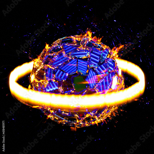 globe art, planet, light ball