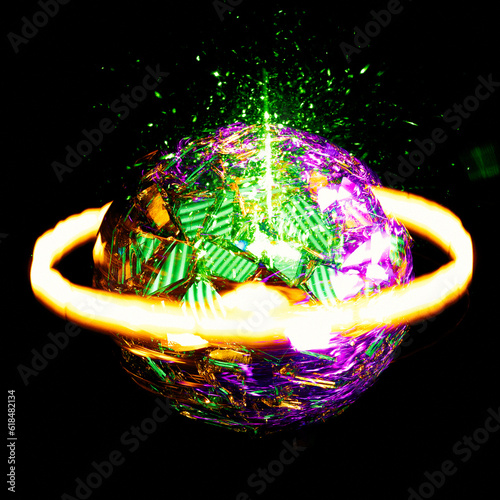globe art, planet, light ball