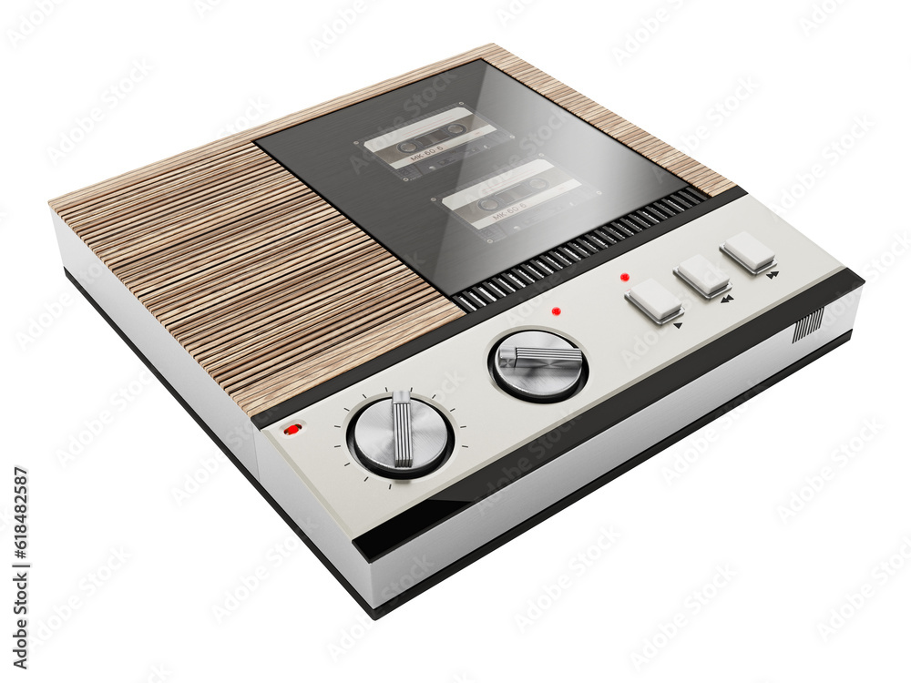 Fototapeta premium Vintage answering machine isolated on transparent background. 3D illustration