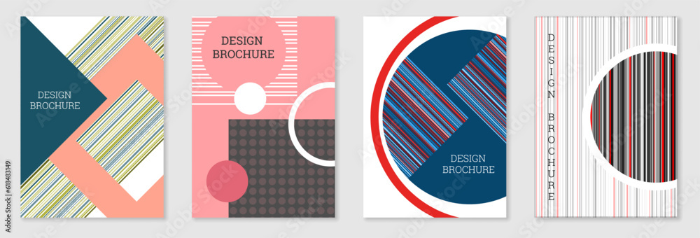 Set of cover design in Memphis style. Geometric design, abstract background. Fashionable bright cover, banner, poster, booklet. Creative colors. Set of cover design in Memphis style. Geometric design, abstract background. Fashionable bright cover, banner, poster, booklet. Creative colors.