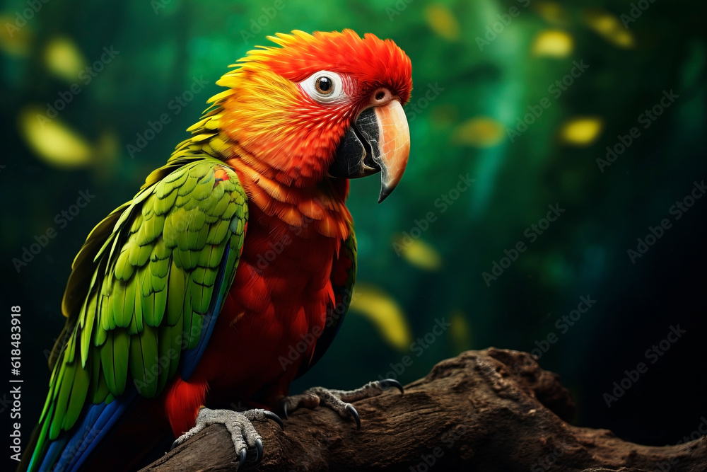 Macaw parrot in bright colors. Generative AI