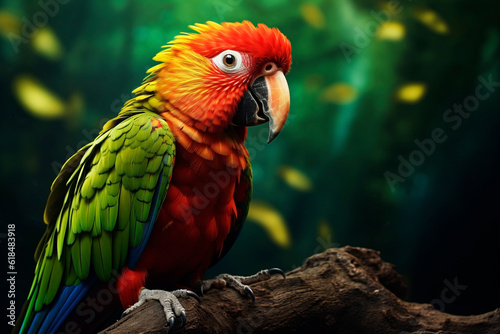 Macaw parrot in bright colors. Generative AI