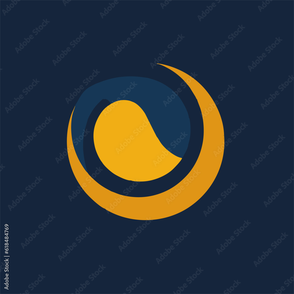 Elegant abstract Shape circle golden and dark blue logo vector 