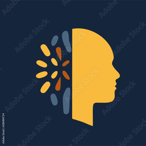 Colorful dotted oval human head logo for creative