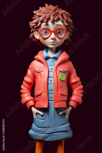 Plasticine young woman. AI generation