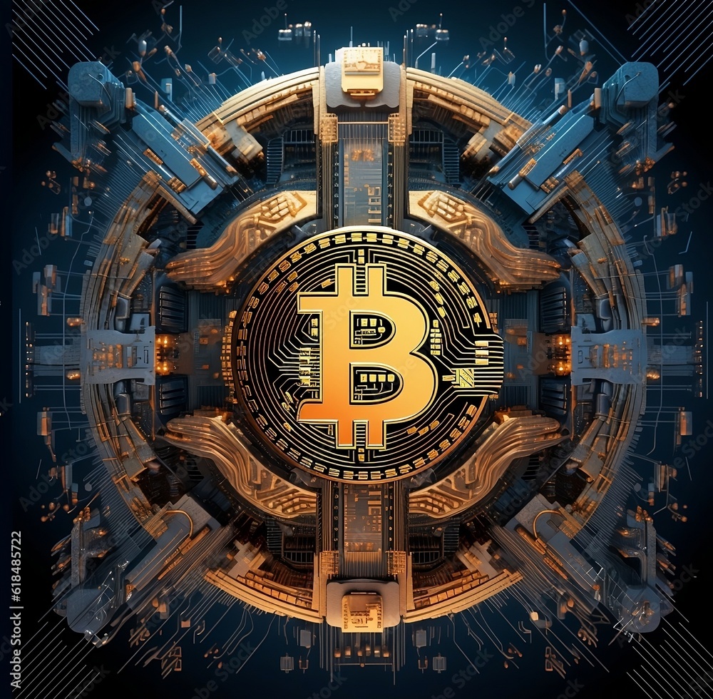 Fototapeta premium CryptoArt Master: The Ultimate AI-Powered Bitcoin Illustration Generator for Inspiring Visual Masterpieces and High-Value Collectibles