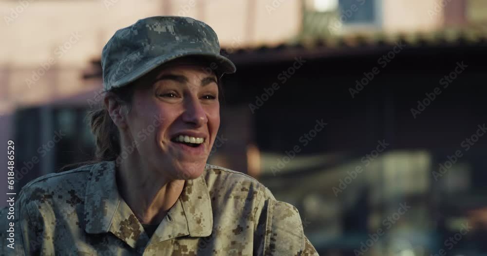 Slow Motion Portrait of Young Happy Female Soldier Hugging and Kissing her Daughter After Returning Back Home From a Mission. Mother in Camouflage Military Uniform Showing Affection to her Little Girl Slow Motion Portrait of Young Happy Female Soldier Hugging and Kissing her Daughter After Returning Back Home From a Mission. Mother in Camouflage Military Uniform Showing Affection to her Little Girl
