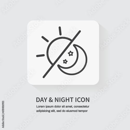 Day and night icon. Sun and moon icon isolated on white background. Vector illustration.
