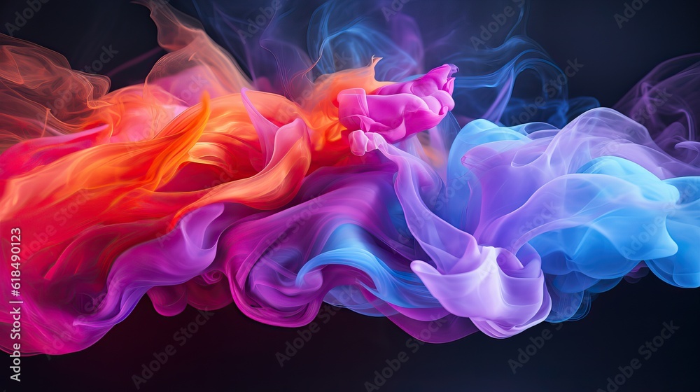 Bright, colorful smoke. Generative AI.