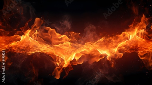 Fire and flying fire particles, Fire sparks background, abstract Fire and fire sparks, fire overlay,  Flames on isolated black background, Generative AI © Azlan Art 