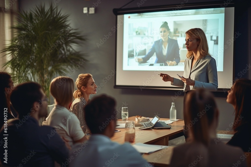 Fototapeta premium Confident businesswoman delivering a presentation