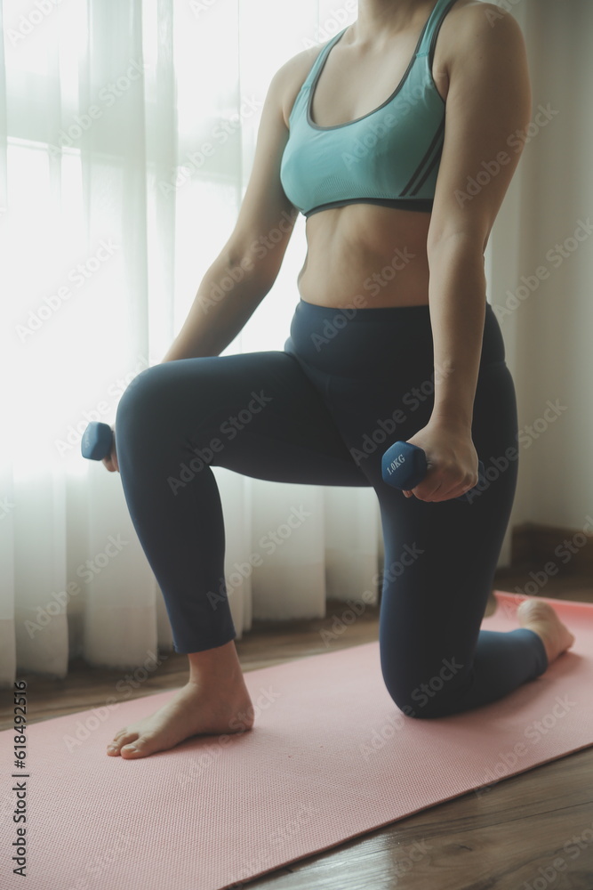 Woman exercise workout in gym fitness breaking relax holding apple fruit after training sport with dumbbell and protein shake bottle healthy lifestyle bodybuilding, Athlete builder muscles lifestyle. Woman exercise workout in gym fitness breaking relax holding apple fruit after training sport with dumbbell and protein shake bottle healthy lifestyle bodybuilding, Athlete builder muscles lifestyle.