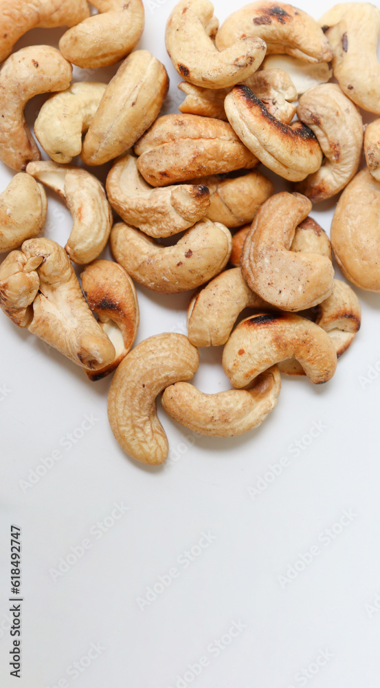 Brazilian walnut cashew nuts on white background Brazilian walnut cashew nuts on white background