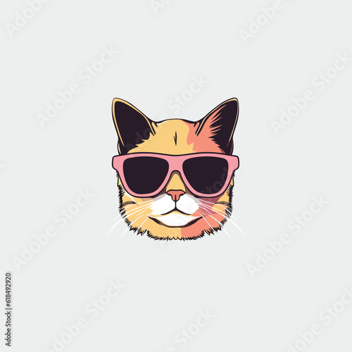 Cat wearing sunglasses vector isolated on white © Zaharia Levy