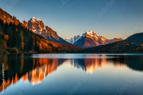 reflection of mountains in lake GENERATIVE AI TOOLS © ALLAH KING OF WORLD