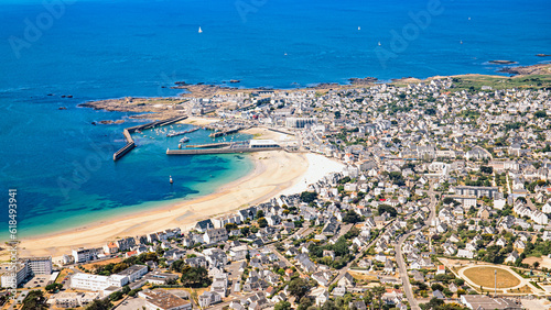 Gulf of Morbihan between quiberon and la Trinité from aerial view in french Britanny