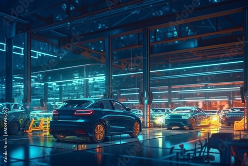Industry 4.0 revolution: Car factory embraces digitalization and automation Generative AI © shaista