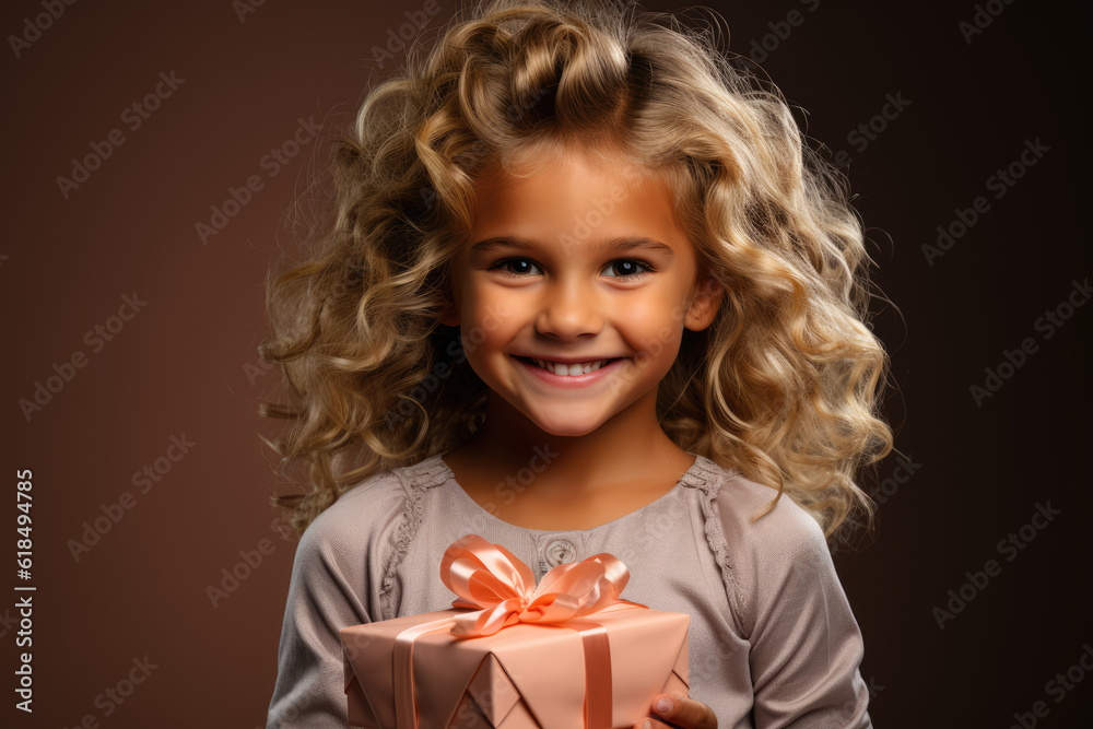 Childhood Happiness. Happy Kid Delighted with a Birthday Gift, Copy Space for Your Wishes. Festive Emotion AI Generative Childhood Happiness. Happy Kid Delighted with a Birthday Gift, Copy Space for Your Wishes. Festive Emotion AI Generative