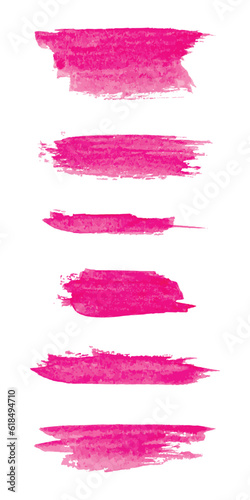 Set of pink paint brush. Ink stroke brush. Vector illustration isolated on white