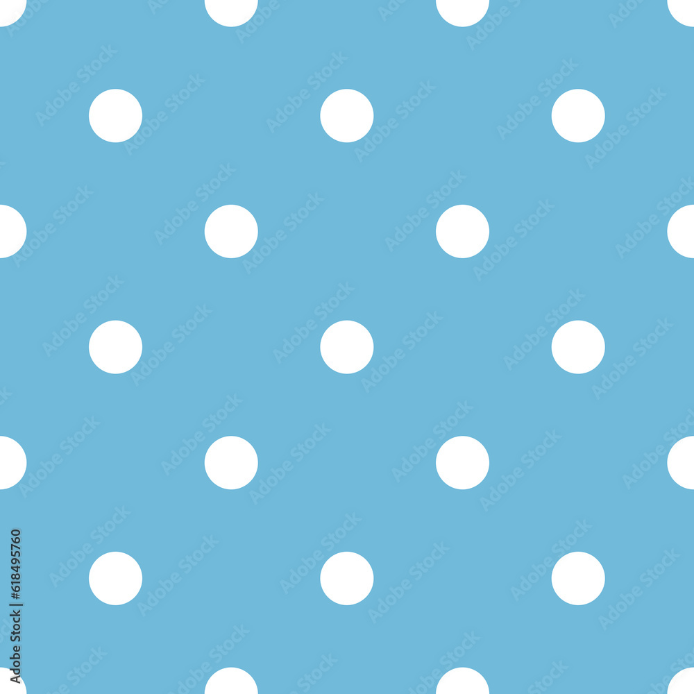 Blue and White Large Polka Dots Pattern Repeat Background