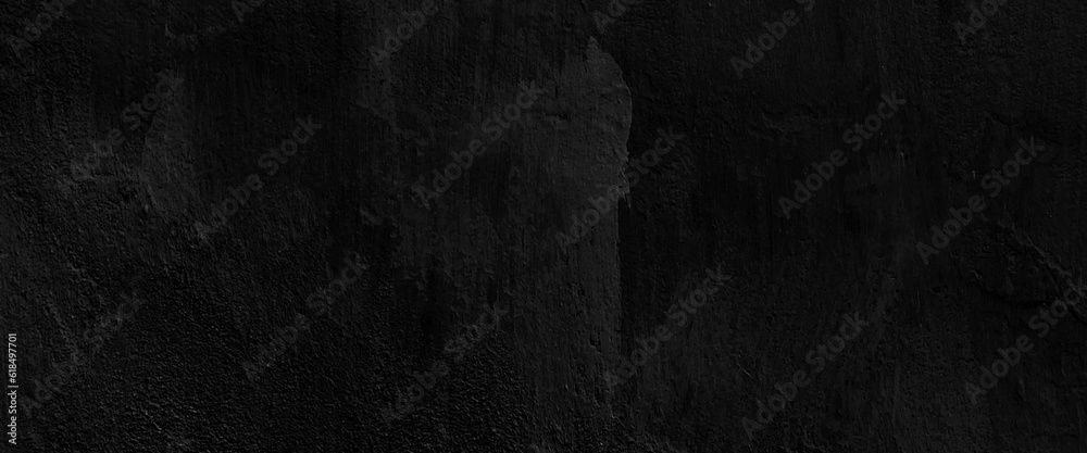 Black wall texture rough background dark, concrete floor or old grunge background with black, Panorama of black wall texture pattern rough background. Old black grunge background. 