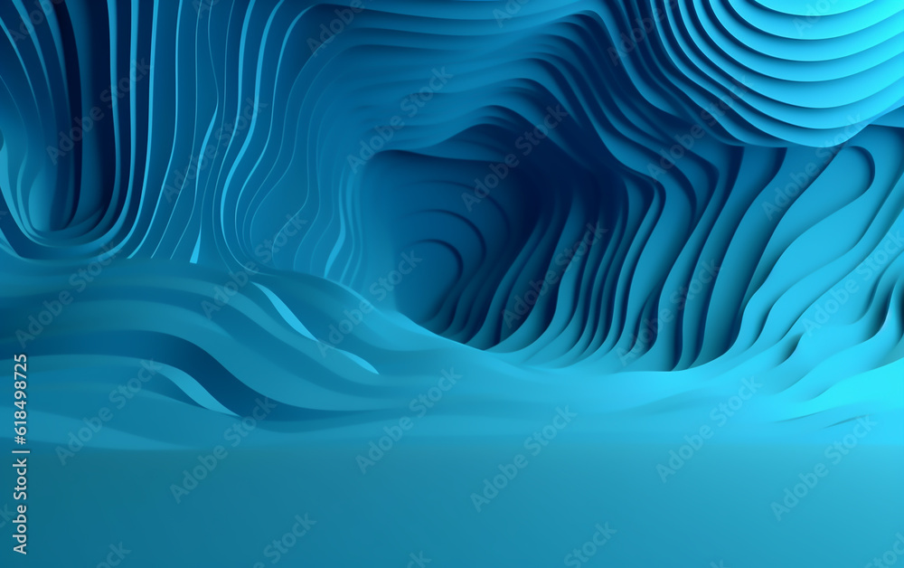 Fototapeta premium Abstract blue background made of paper. Generative AI technology.