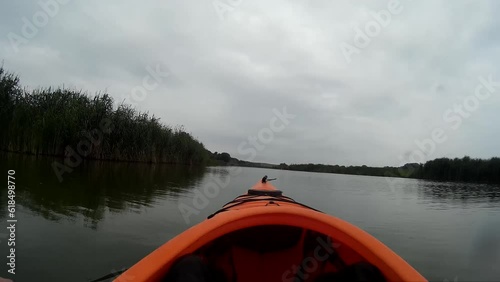 Kayaking on a Pivdennyi Buh River Southern Bug Ukraine. photo
