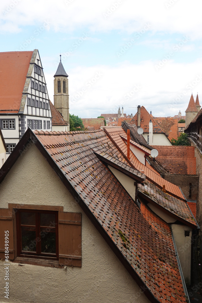 Old brick roofs in Rotenburg ob der Tauber, Germany