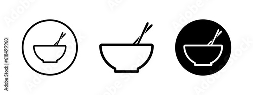 Bowl, kitchenware vector illustration. Bowl with chopsticks icon. Utensil logo sign.