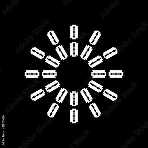 Artistic Circle Shape composed by Razor Blade Composition for Decoration, Ornate, Logo, Website, Art Illustration or Graphic Design Element. Vector Illustration