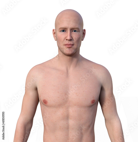 Konstfotografi A 3D photorealistic illustration showcasing the upper half part of a man devoid