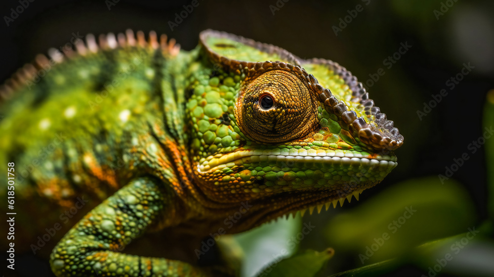 Obraz premium Colorful Chameleon. Generative AI