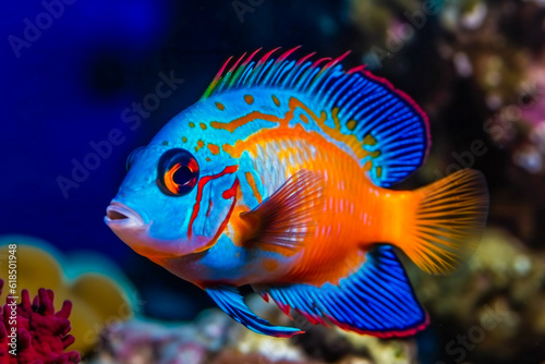 Life of the underwater world. Colorful tropical fish. AI Generated