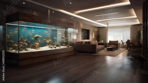 Grandiose Underwater World in Your Living Space. Elegant Underwater Paradise in Your Exclusive Home. AI Generated....