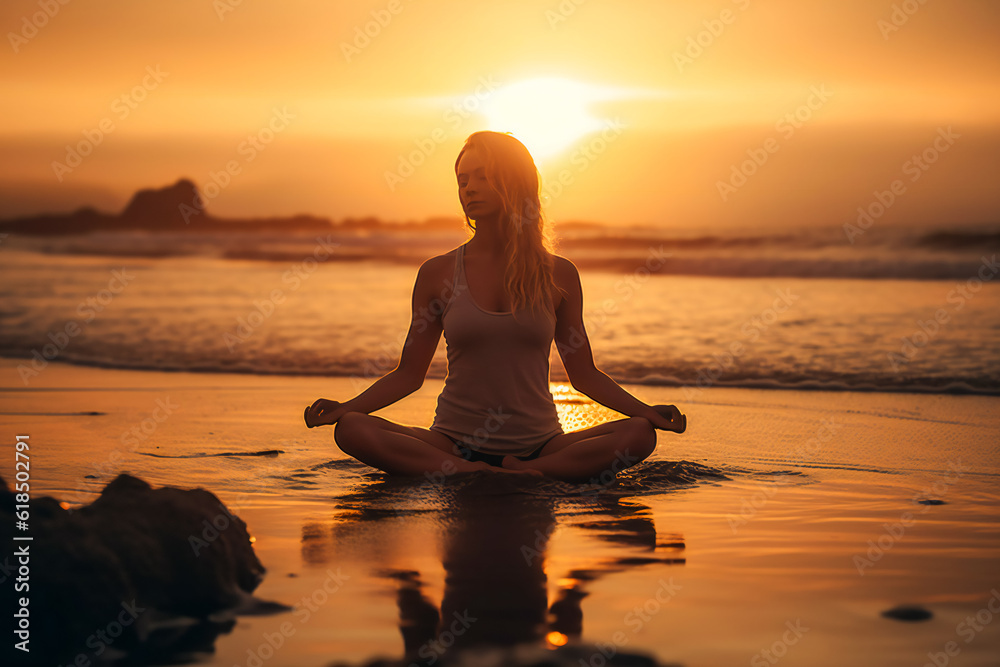 Finding Balance. Yoga Woman.  Generative AI