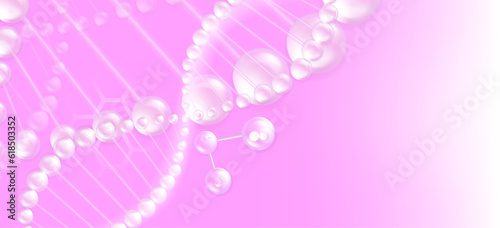 Hyaluronic acid hair and skin solutions ad, pink collagen serum drop with cosmetic advertising background ready to use, illustration vector.
