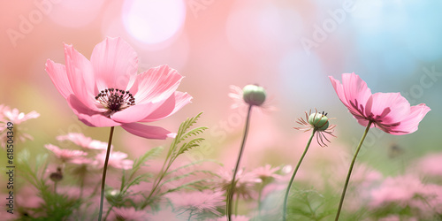 Soft, selective focus of cosmos, blurry flower for background, colorful plants AI Generated © Hadi