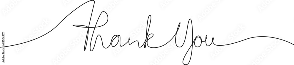 continuous single line drawing of phrase THANK YOU, line art vector illustration continuous single line drawing of phrase THANK YOU, line art vector illustration