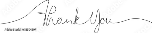 continuous single line drawing of phrase THANK YOU, line art vector illustration