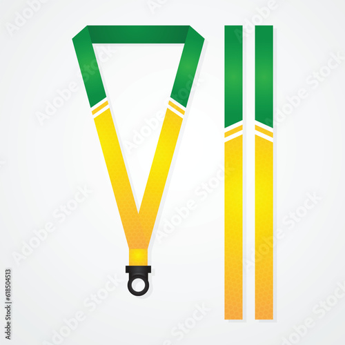Green Yellow lanyard template set and realistic id card stationery