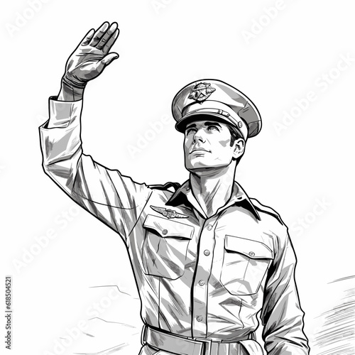 Soldier Uniform Salute uniformed soldier stands vector illustration