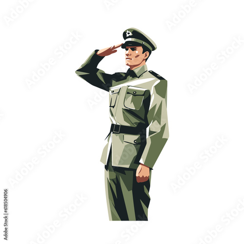 Soldier Uniform Salute uniformed soldier stands vector illustration