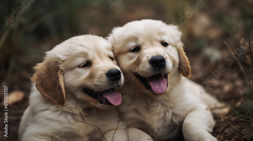 Puppy Love. Playful Puppers. AI Generated