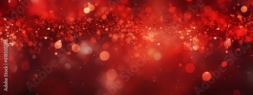 Festive celebration holiday christmas, Valentine's Day, love., wedding background banner template illustration - Abstract red bokeh lights texture, de-focused (Generative Ai)