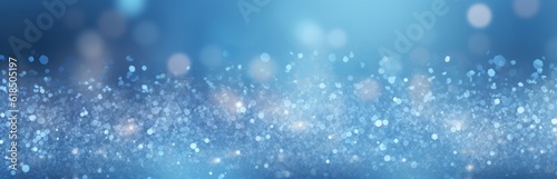 Festive celebration holiday christmas, new year, new year's eve background banner template illustration - Abstract blue glitter bokeh lights texture, de-focused Generative Ai