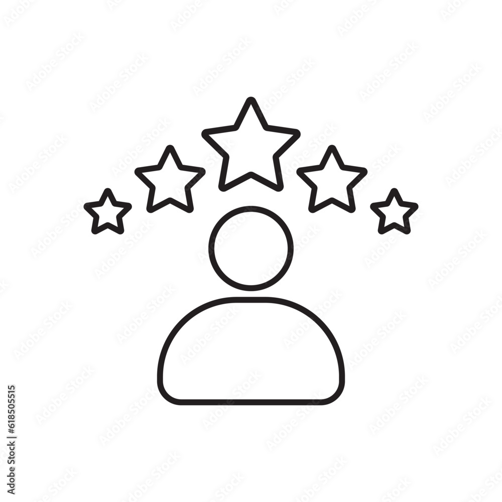 customer satisfaction 5 star icon, loyalty employee, review quality rate, high grade, client recommend or feedback, thin line symbol customer satisfaction 5 star icon, loyalty employee, review quality rate, high grade, client recommend or feedback, thin line symbol
