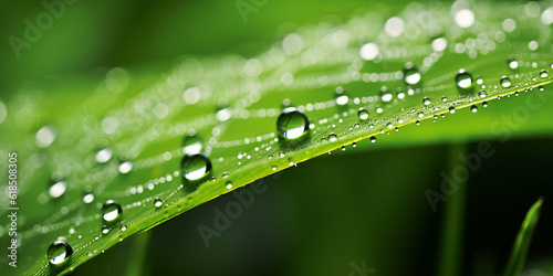 Beautiful Transparent Rain Dew Water Drops on Fresh Leaf Abstract Macro Real Photo Cute Wallpaper Nature Rain Dew Water Drops on Leaf AI Generated
